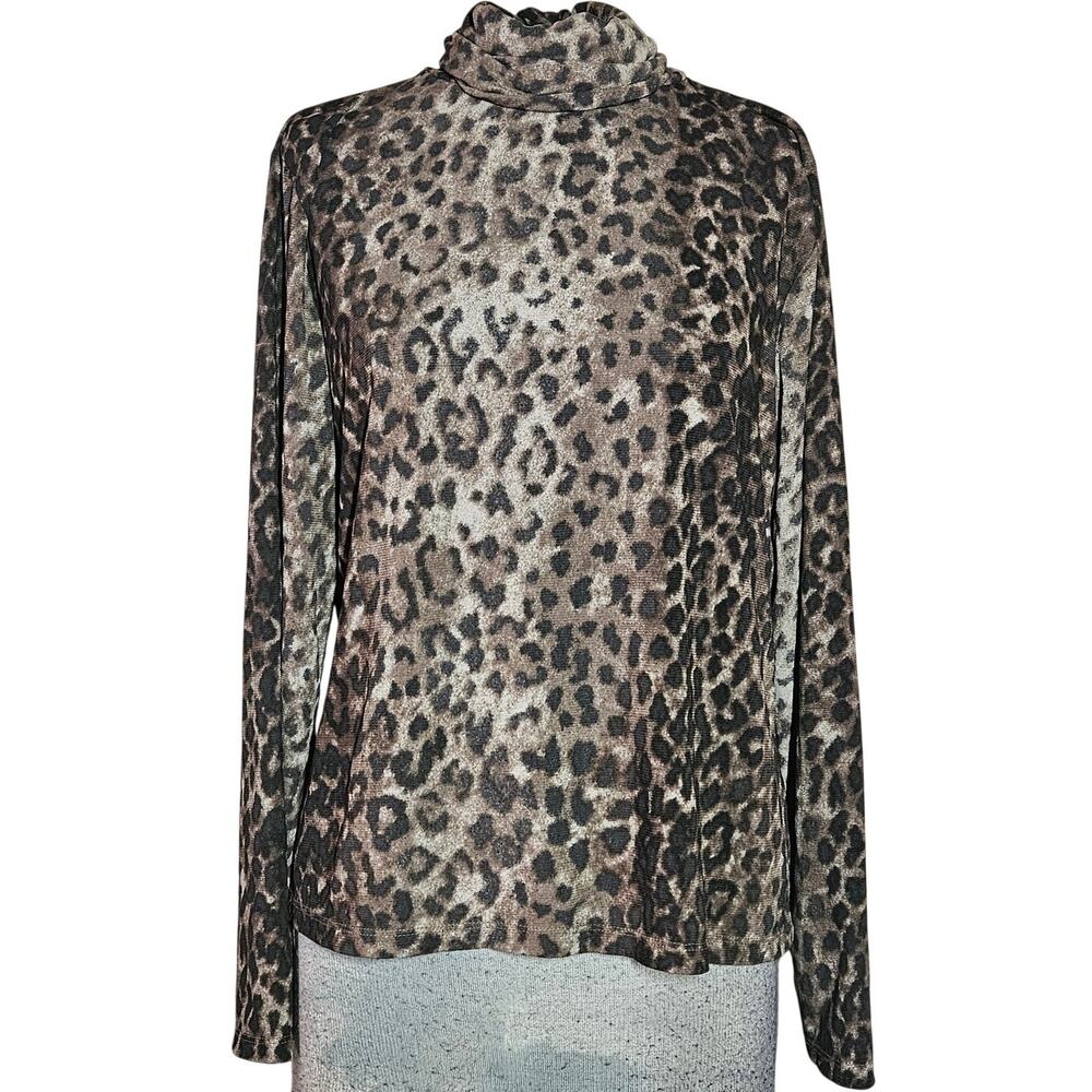 Animal Print Turtleneck Top Size Large